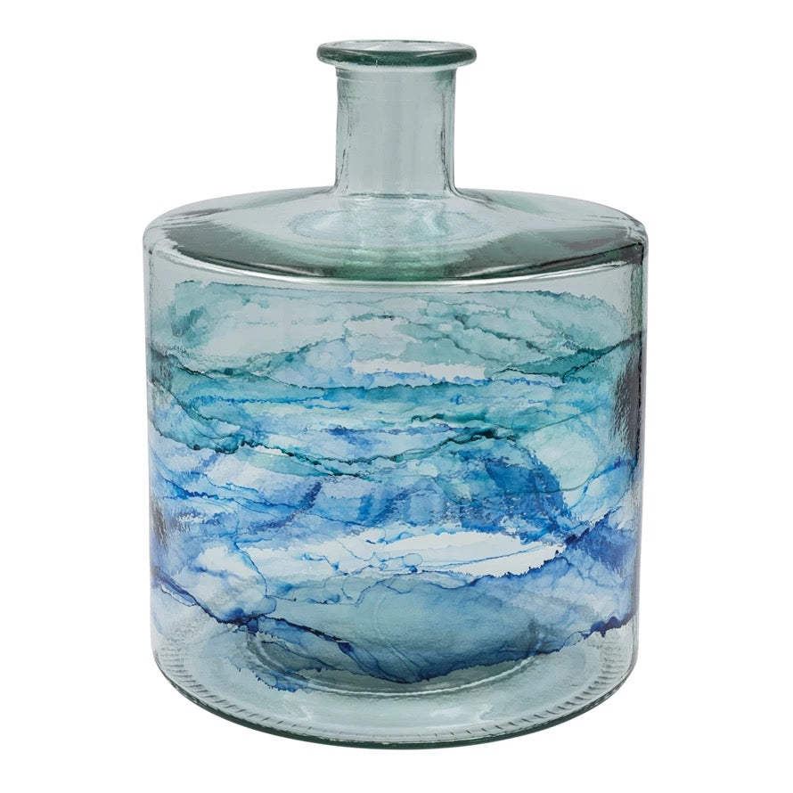 Recycled Glass Blue Ombre Vase