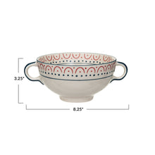 Load image into Gallery viewer, Stoneware Bowl w/ Handles &amp; Pattern - Indie Indie Bang! Bang!