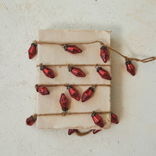 Load image into Gallery viewer, Recycled Mercury Glass Ornament Garland on Jute String, Red - Indie Indie Bang! Bang!