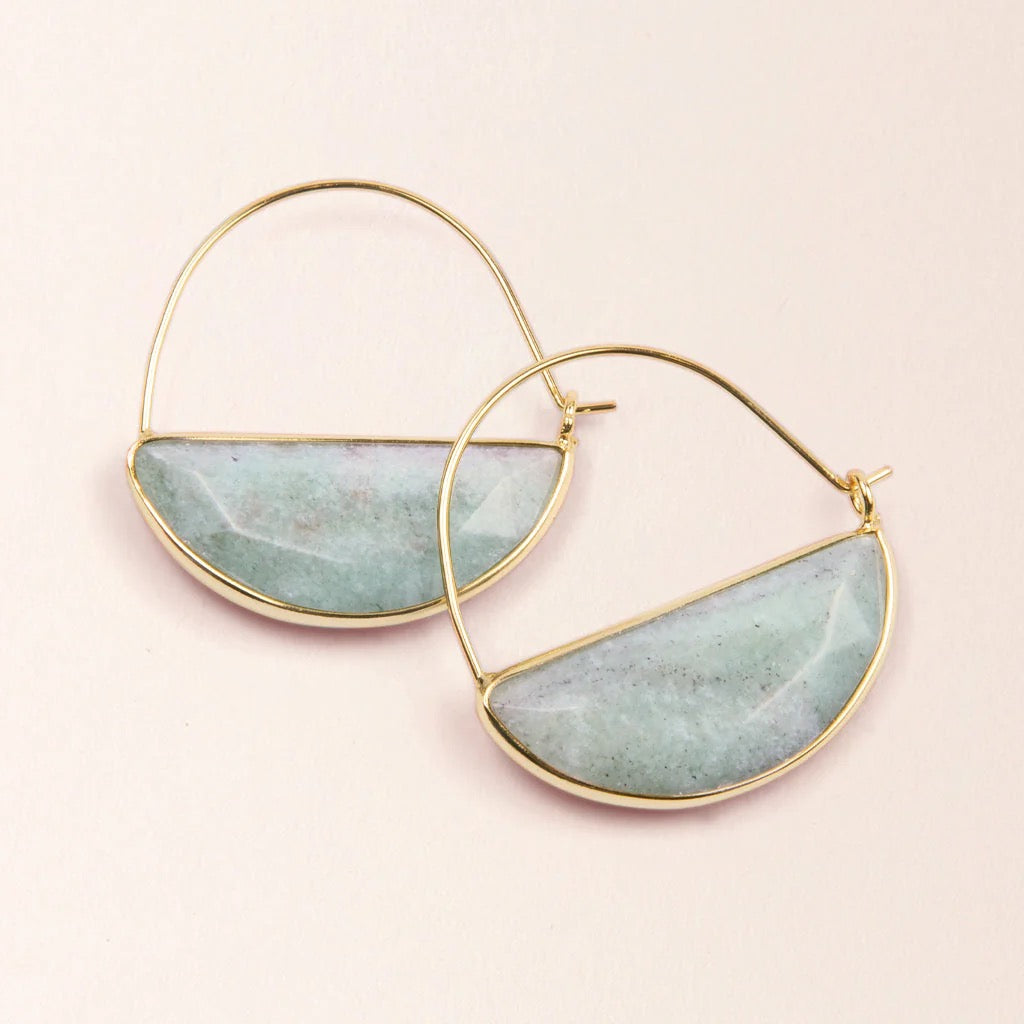 Amazonite Gold Prism Hoops