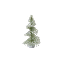 Load image into Gallery viewer, Plastic Bottle Brush Tree with Wood Base, Snow Finish, Sage Color - Indie Indie Bang! Bang!