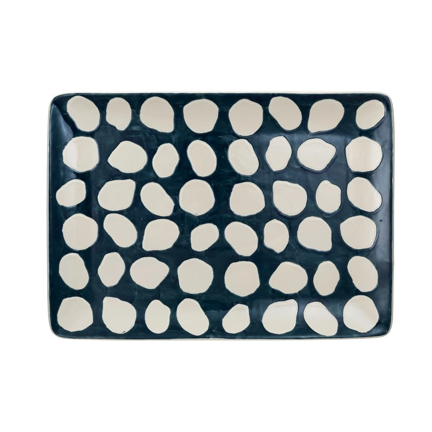 Polka Dot Hand-Painted Stoneware Platter