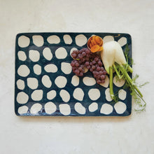 Load image into Gallery viewer, Blue Polka Dot Hand-Painted Stoneware Platter - Indie Indie Bang! Bang!
