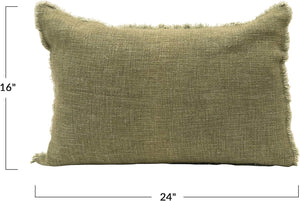 Green Linen Blend Lumbar Pillow - Indie Indie Bang! Bang!