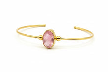 Load image into Gallery viewer, Oval Stone Minimalist Bracelet - Rose Quartz, Aqua Marine or Labradorite - Indie Indie Bang! Bang!