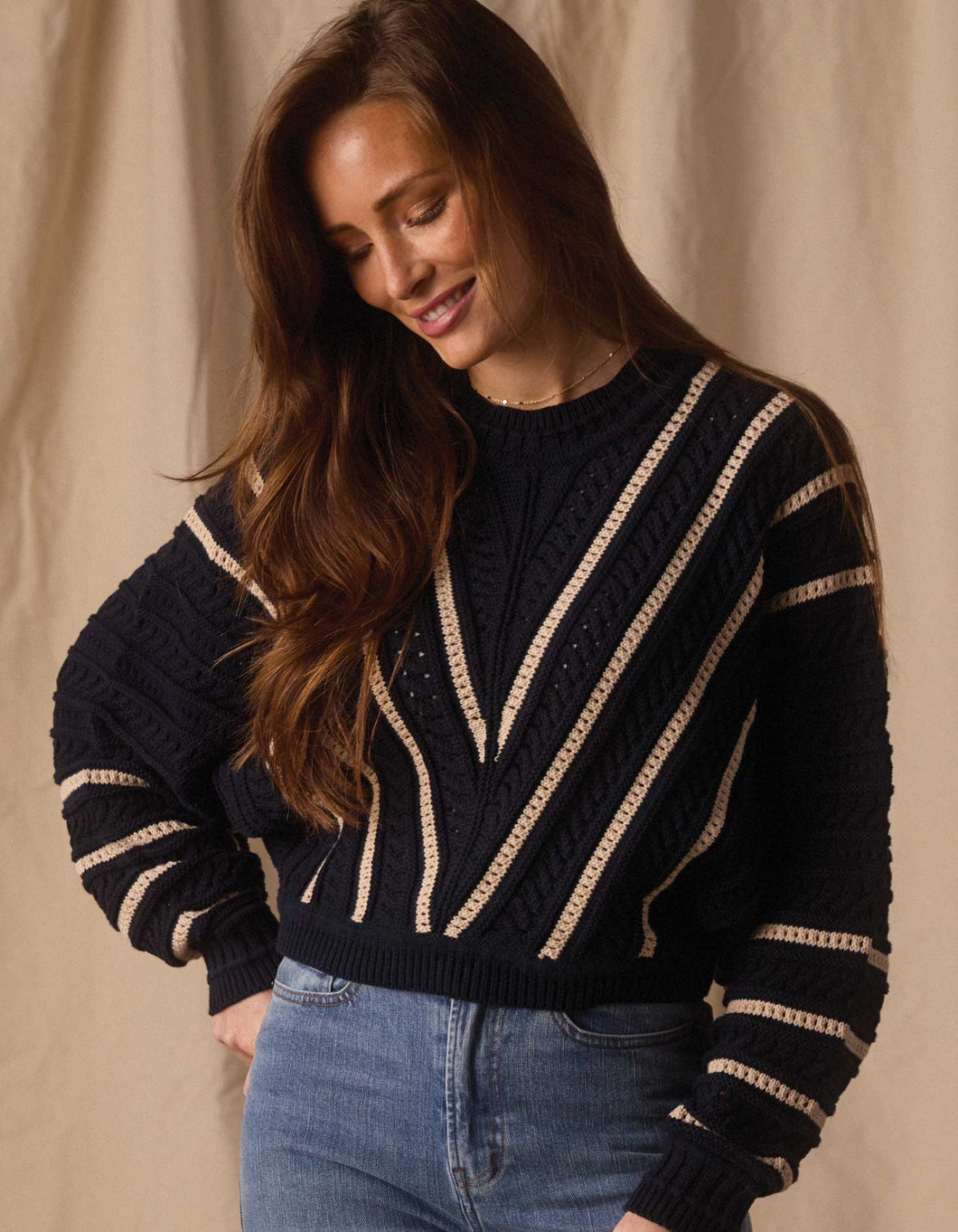 Apres Chevron Navy & Birch Sweater - Indie Indie Bang! Bang!