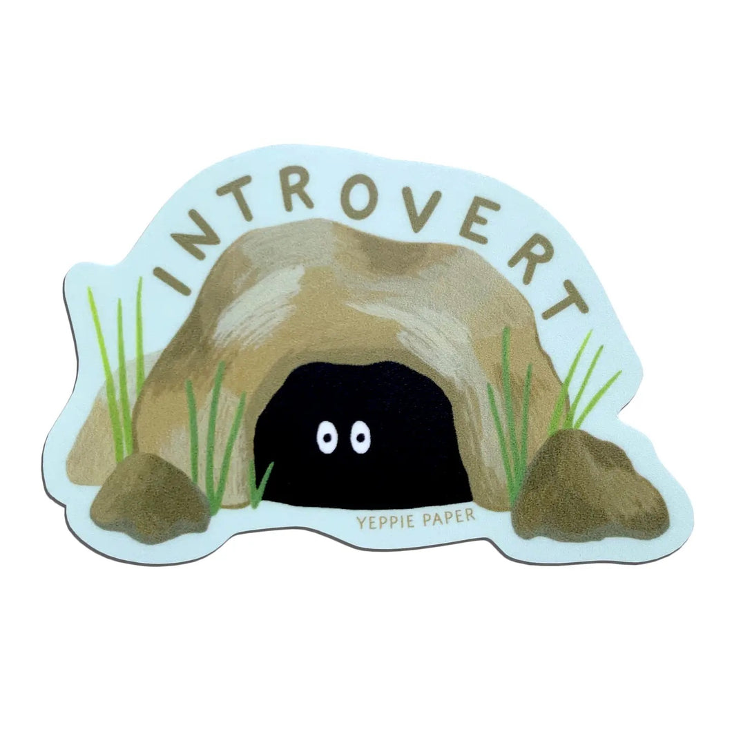 Introvert Hiding in a Cave Sticker - Indie Indie Bang! Bang!