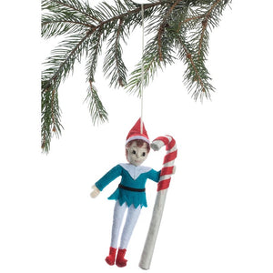 Elf Candy Cane Ornament