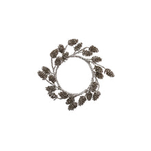 Load image into Gallery viewer, Round Pinecone Wreathe with Glitter and Silver Finish