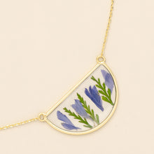 Load image into Gallery viewer, Pressed Flower Necklace- Purple Cornflower Gold - Indie Indie Bang! Bang!
