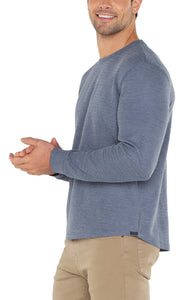 Long Sleeve Heather Blue Crew Neck