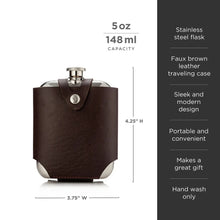 Load image into Gallery viewer, Stainless Steel Flask with Faux Leather Carrying Case - Indie Indie Bang! Bang!