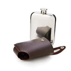 Stainless Steel Flask with Faux Leather Carrying Case - Indie Indie Bang! Bang!