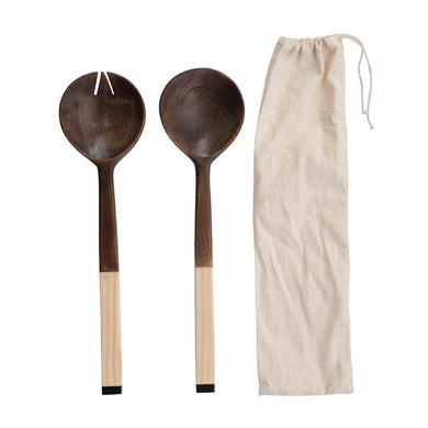 Mango and Pine Wood Salad Servers - Indie Indie Bang! Bang!