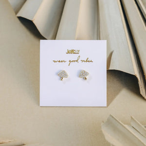 Pave Stud Mushroom Earrings