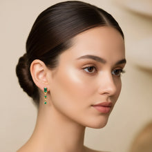 Load image into Gallery viewer, Mini Baguette Drop Emerald Earrings - Indie Indie Bang! Bang!