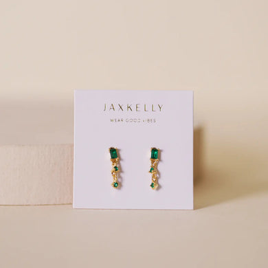 Mini Baguette Drop Emerald Earrings