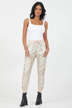 Load image into Gallery viewer, Metallic Gold Faux Leather Joggers