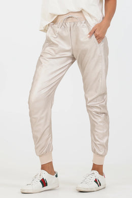 Metallic Gold Faux Leather Joggers