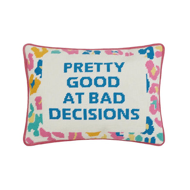 Pretty Good Embroidered Needlepoint Style Pillow