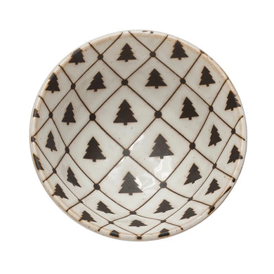 Mini Decorative Stoneware Bowl with Tree Pattern