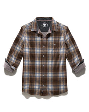 Load image into Gallery viewer, Brown/Tan/Navy Flannel Shirt