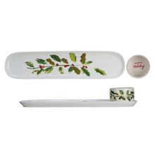 Load image into Gallery viewer, Stoneware Platter &amp; Dish w/ Holly Leaves &amp; Berries (Set of Two) - Indie Indie Bang! Bang!