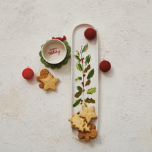Load image into Gallery viewer, Stoneware Platter &amp; Dish w/ Holly Leaves &amp; Berries (Set of Two) - Indie Indie Bang! Bang!