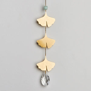 Suncatcher Botanical Ginko Leaves - Amazonite