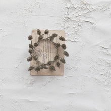 Load image into Gallery viewer, Round Pinecone Wreathe with Glitter and Silver Finish