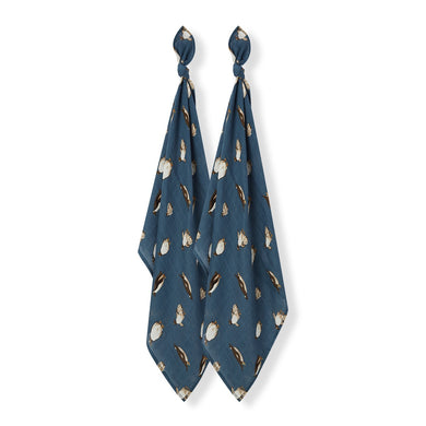 Penguins Bamboo Muslin 2-Piece Burp Cloth Set - Indie Indie Bang! Bang!