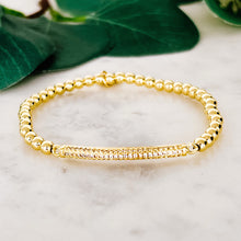 Load image into Gallery viewer, Stainless Steel Stretch Bracelet with Pavé Bar - Gold or Silver - Indie Indie Bang! Bang!