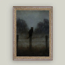 Load image into Gallery viewer, Black Cat In Night Framed Antique Art - Indie Indie Bang! Bang!