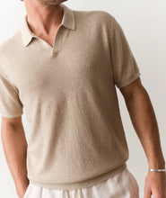 Load image into Gallery viewer, Marine Layer | Greyson Sweater Polo - Beach Sand - Indie Indie Bang! Bang!