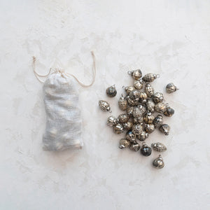 1" Embossed Mercury Glass Ornaments in Bag