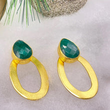 Load image into Gallery viewer, Emerald Hoop Earrings - Indie Indie Bang! Bang!