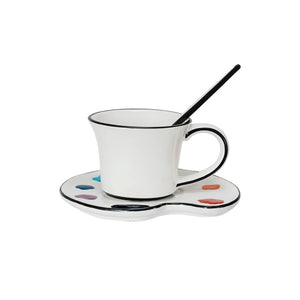 Ceramic Paint Palette Saucer w/ Espresso Cup & Stir - Indie Indie Bang! Bang!