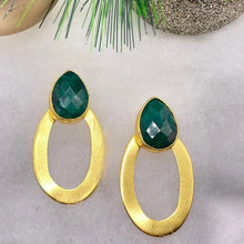 Load image into Gallery viewer, Emerald Hoop Earrings - Indie Indie Bang! Bang!