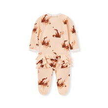 Load image into Gallery viewer, Organic Ruffle Zipper Footed Romper Floral Fox - Indie Indie Bang! Bang!
