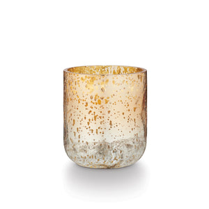 Winter White Radiant Gold Glass Candle