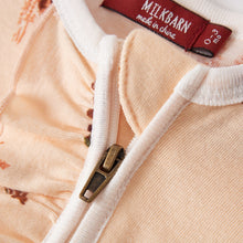 Load image into Gallery viewer, Organic Ruffle Zipper Footed Romper Floral Fox - Indie Indie Bang! Bang!