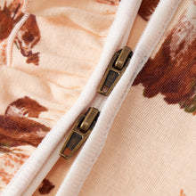 Load image into Gallery viewer, Organic Ruffle Zipper Footed Romper Floral Fox - Indie Indie Bang! Bang!