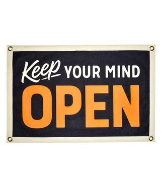 Keep Your Mind Open Camp Flag - Indie Indie Bang! Bang!