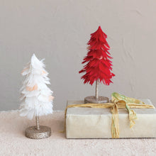 Load image into Gallery viewer, Feather Tree w/ Glitter &amp; Wood Base