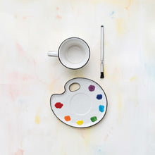 Load image into Gallery viewer, Ceramic Paint Palette Saucer w/ Espresso Cup &amp; Stir - Indie Indie Bang! Bang!