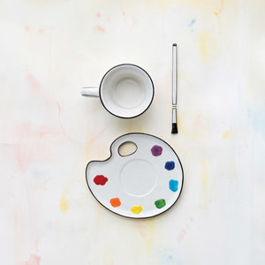 Ceramic Paint Palette Saucer w/ Espresso Cup & Stir - Indie Indie Bang! Bang!