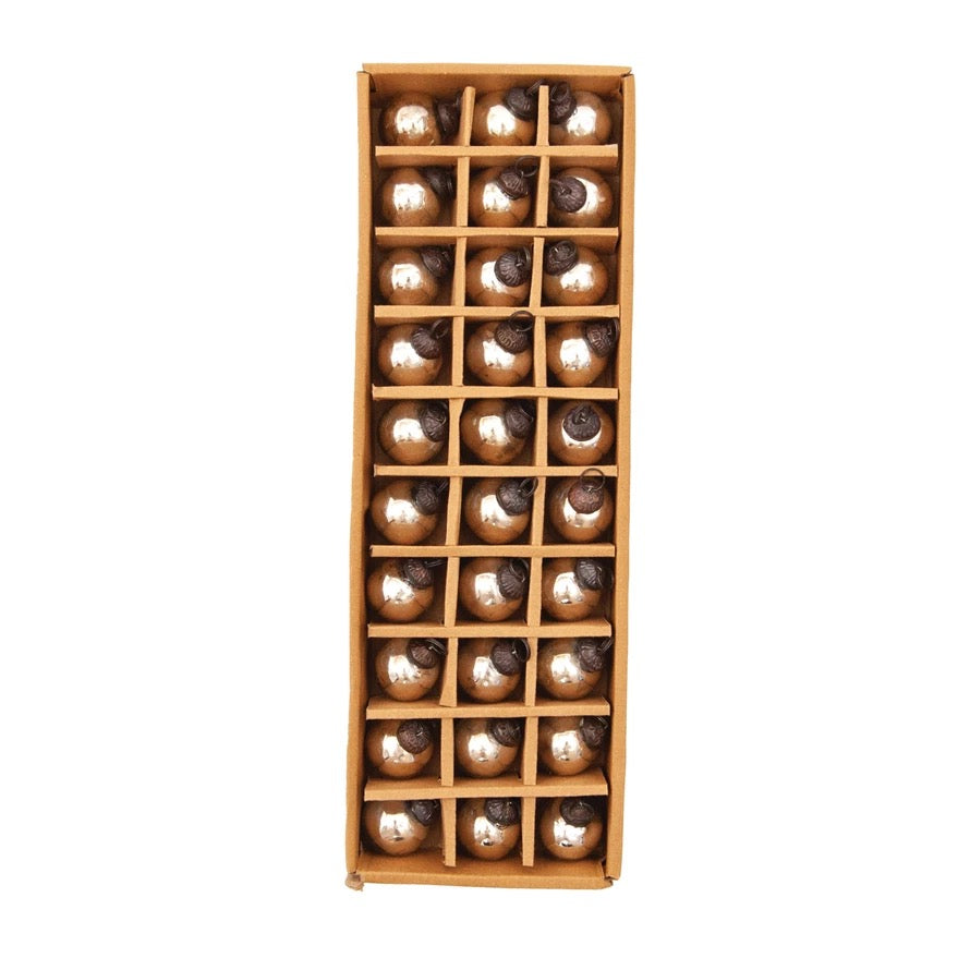 1" Silver Mercury Glass Ornaments - Set of 30