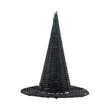 Load image into Gallery viewer, Natural Rattan Black Witch Hat 15"