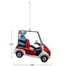 Load image into Gallery viewer, Golf Cart Glass Ornament w/ Glitter