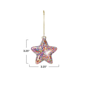 Glass Star Ornament w/ Sequins